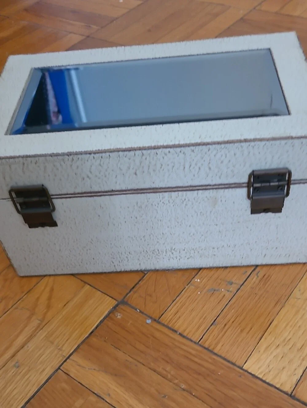 Wooden Jewelry Box with Mirror - Off-White